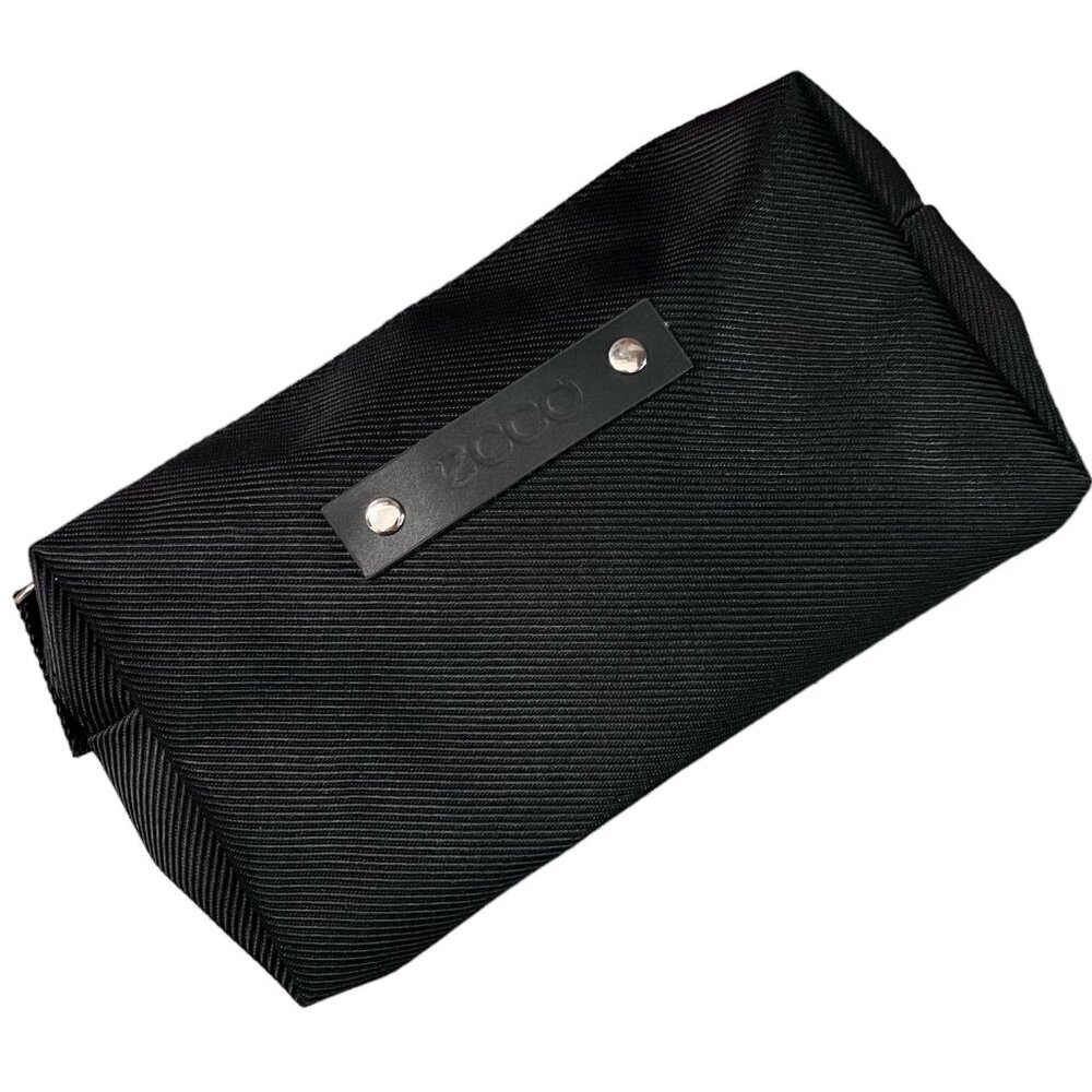 Ecco Men's Canvas Twill Black Zip Top Toiletry Cosmetic Travel Bag Pouch 9.5"x6"